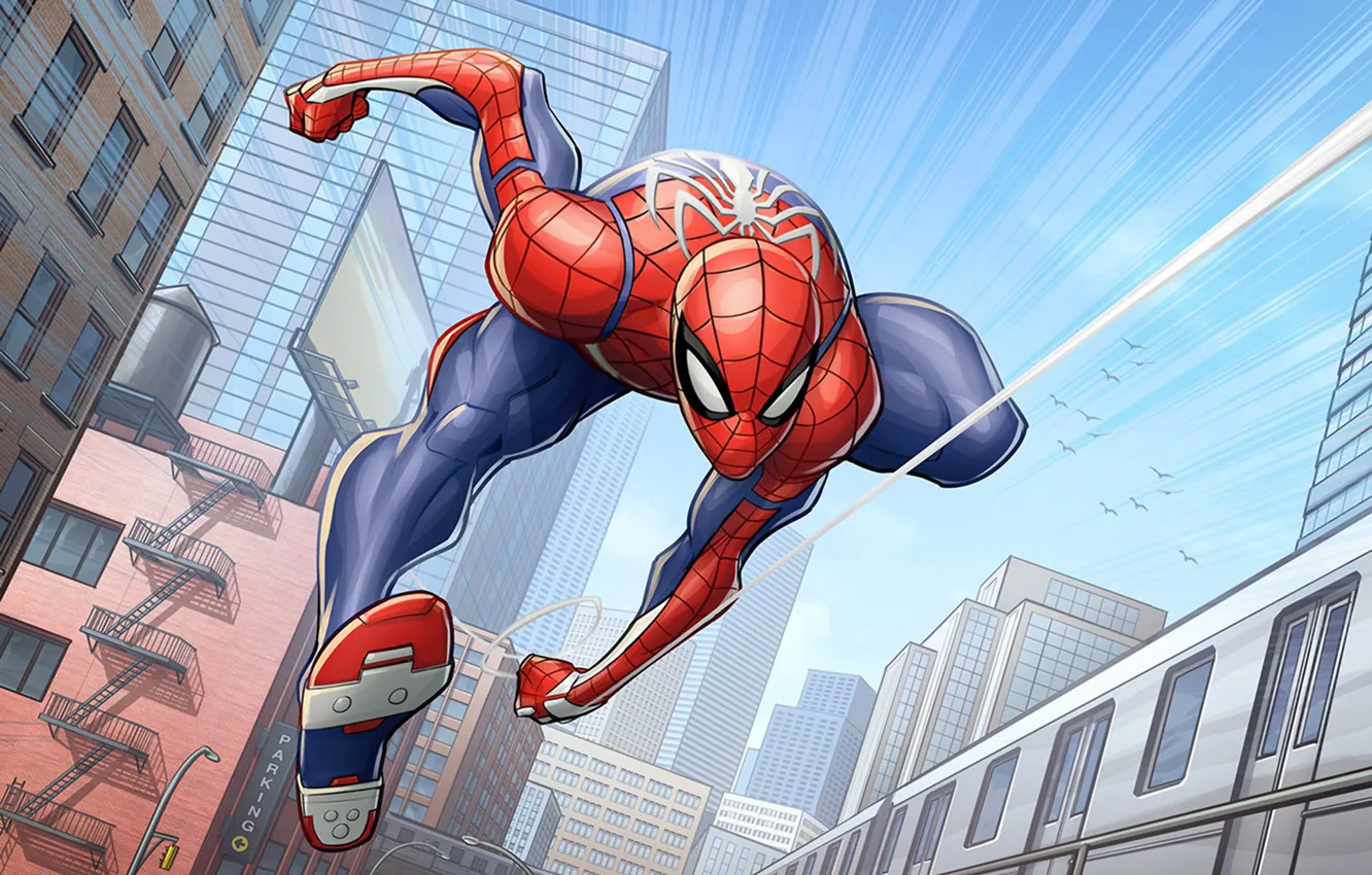 Photo wallpaper marvel comics, Spider-Man, Patrick Brown, PatrickBrown, ps4, Insomniac Games