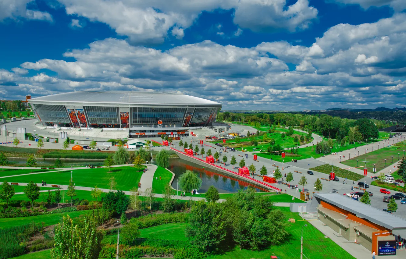 Photo wallpaper Park, football, stadium, Donbass Arena, Donbass Arena, miner