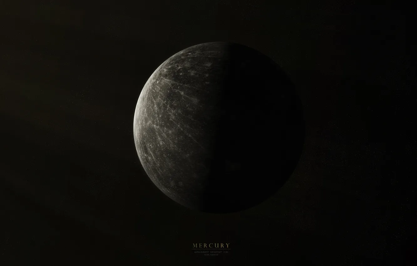 Photo wallpaper stars, planet, crater, Mercury, Mercury