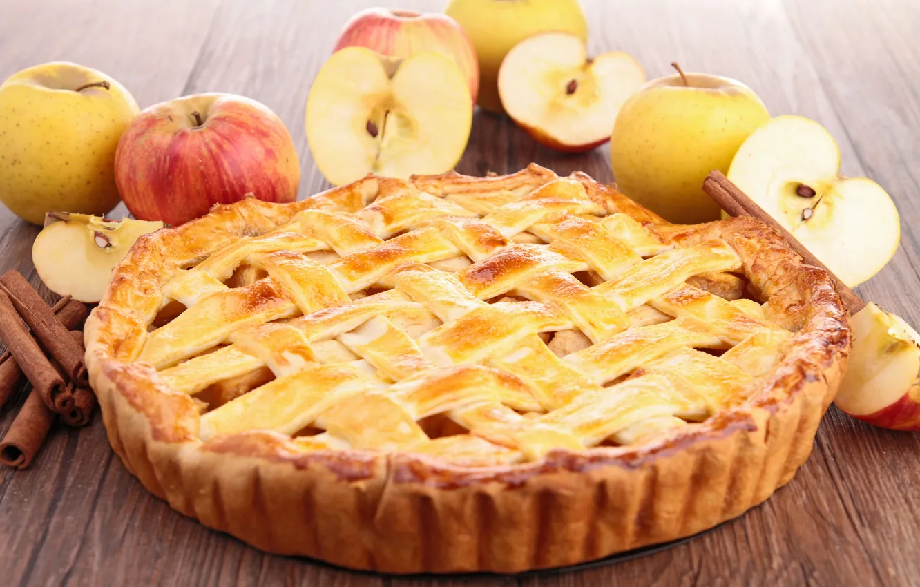Photo wallpaper apples, cakes, filling, Apple pie