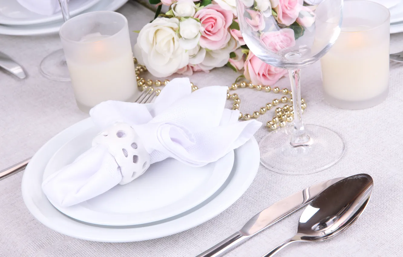 Photo wallpaper flowers, bouquet, candles, wedding