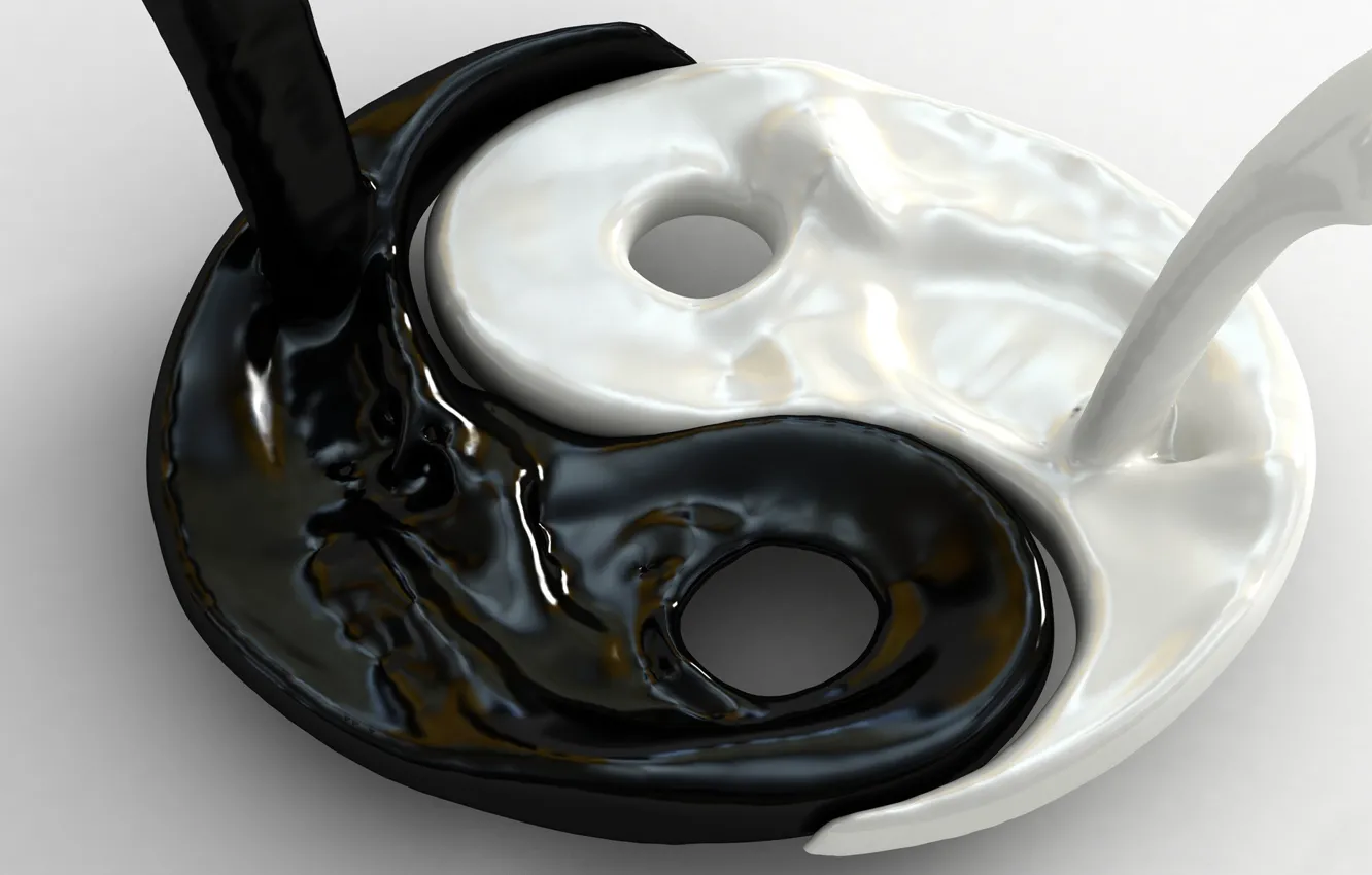 Photo wallpaper BACKGROUND, HARMONY, YIN, WHITE, SIGN, BLACK, YANG, LIQUID