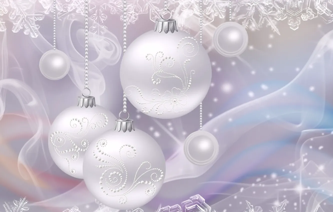 Photo wallpaper snowflakes, rendering, holiday, figure, New year, picture, Christmas decorations, silver background