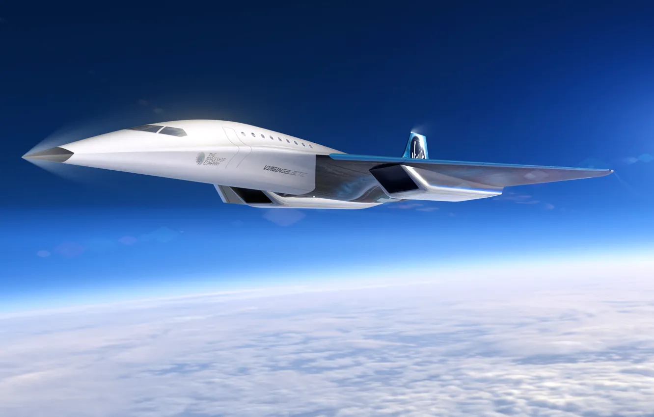 Photo wallpaper flight, height, Rolls-Royce, prototype, aircraft, Virgin Galactic, High-speed travel, Airplane prototype
