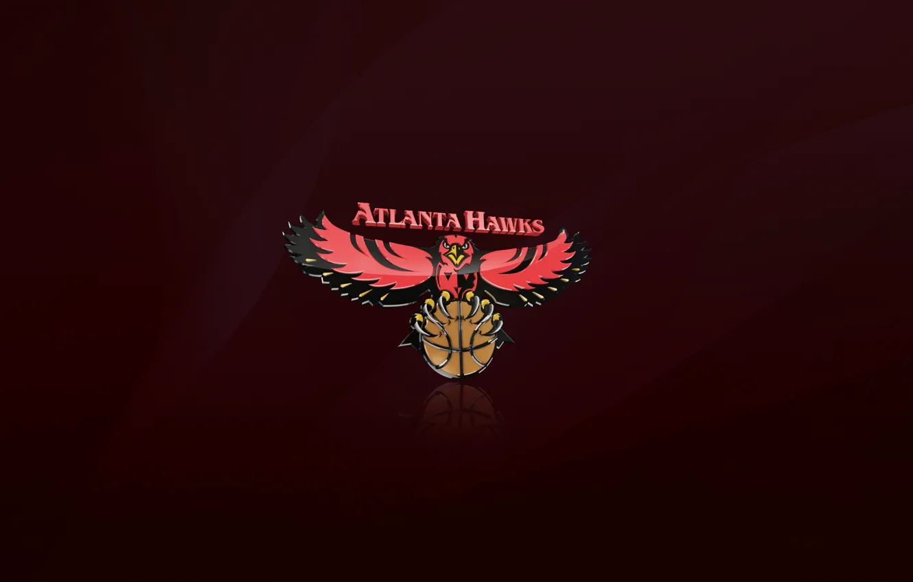 Photo wallpaper Red, The ball, Basketball, Background, Logo, NBA, Hawks, Atlanta Hawks