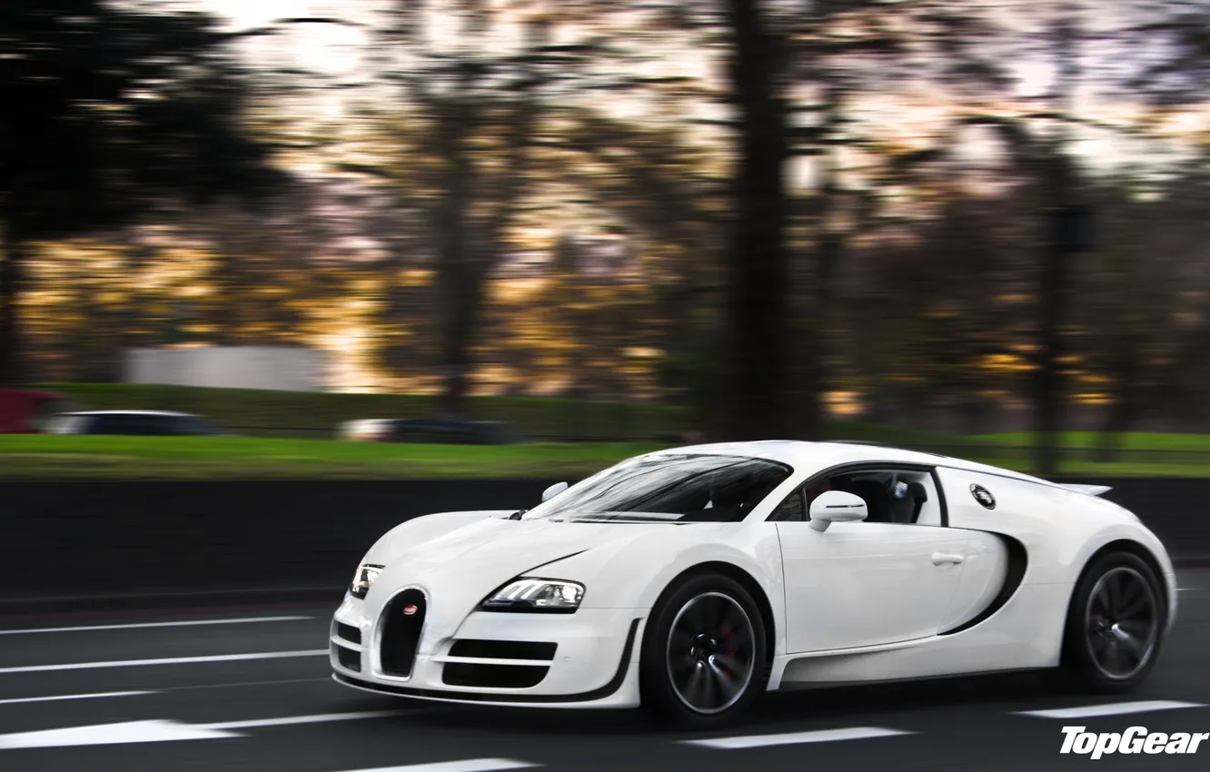 Photo wallpaper Top Gear, white, Bugatti Veyron, Super Sport, telecast, top gear, 16.4
