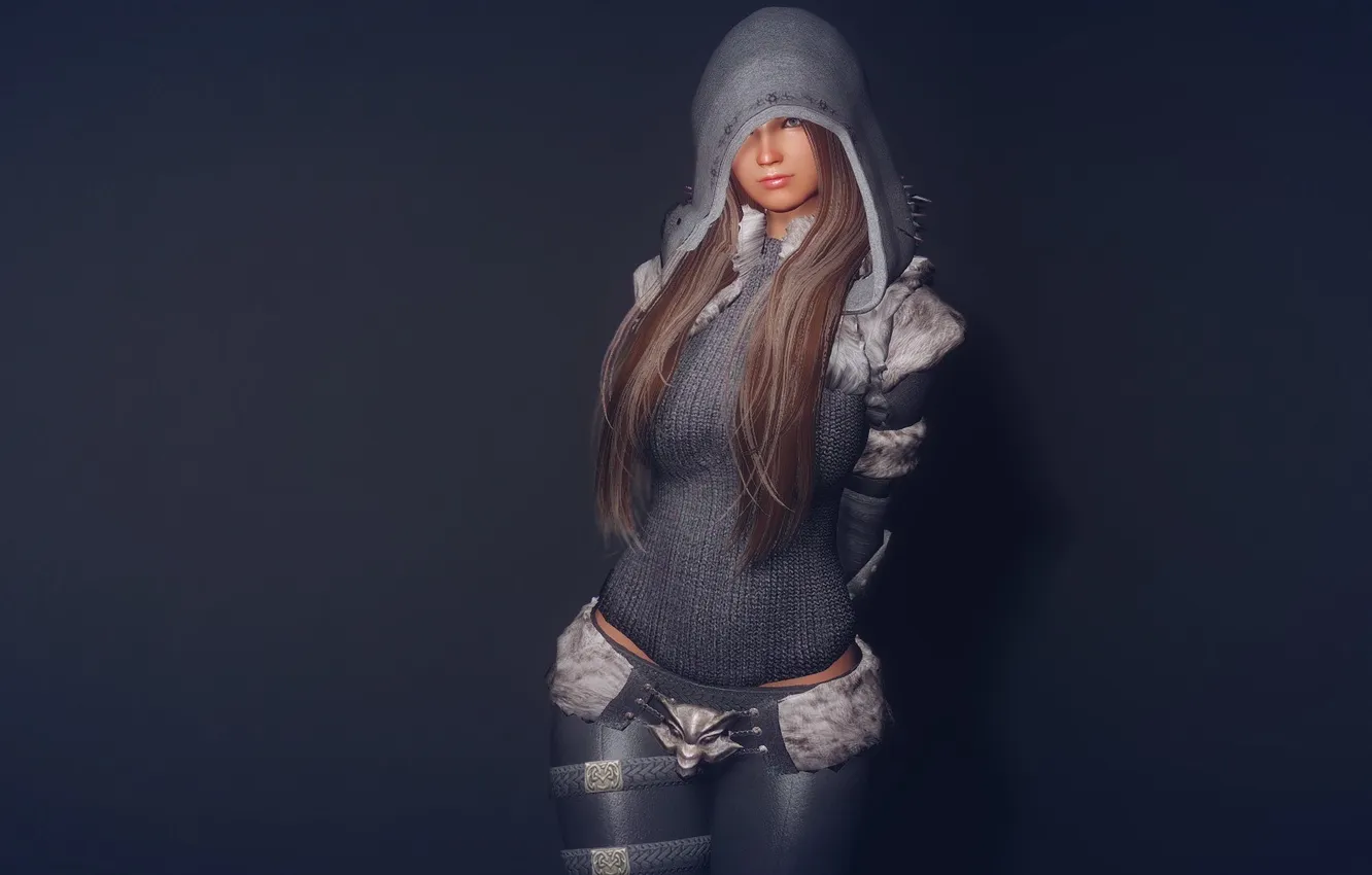 Photo wallpaper look, girl, background, black, hair