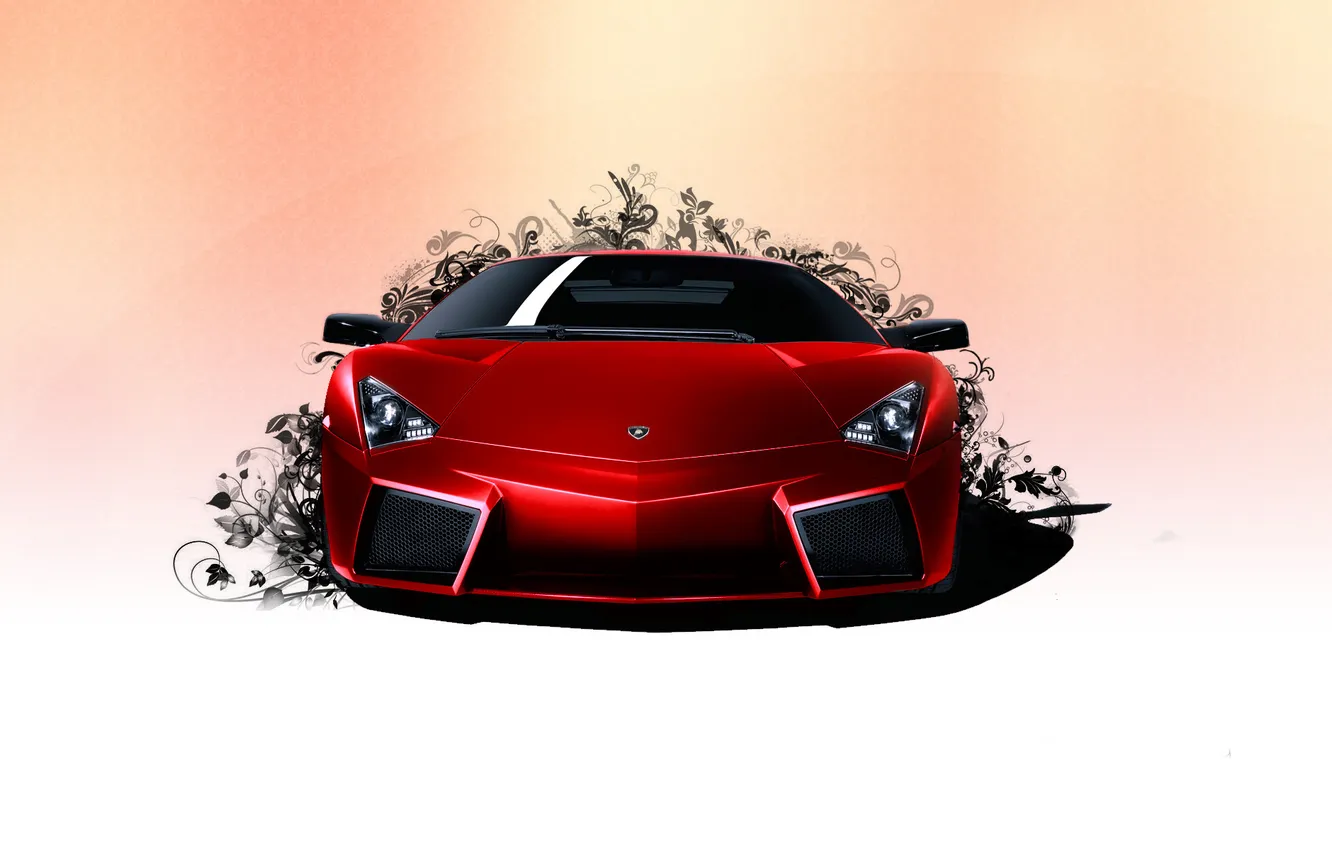 Photo wallpaper face, Lamborghini Reventon, red, evil