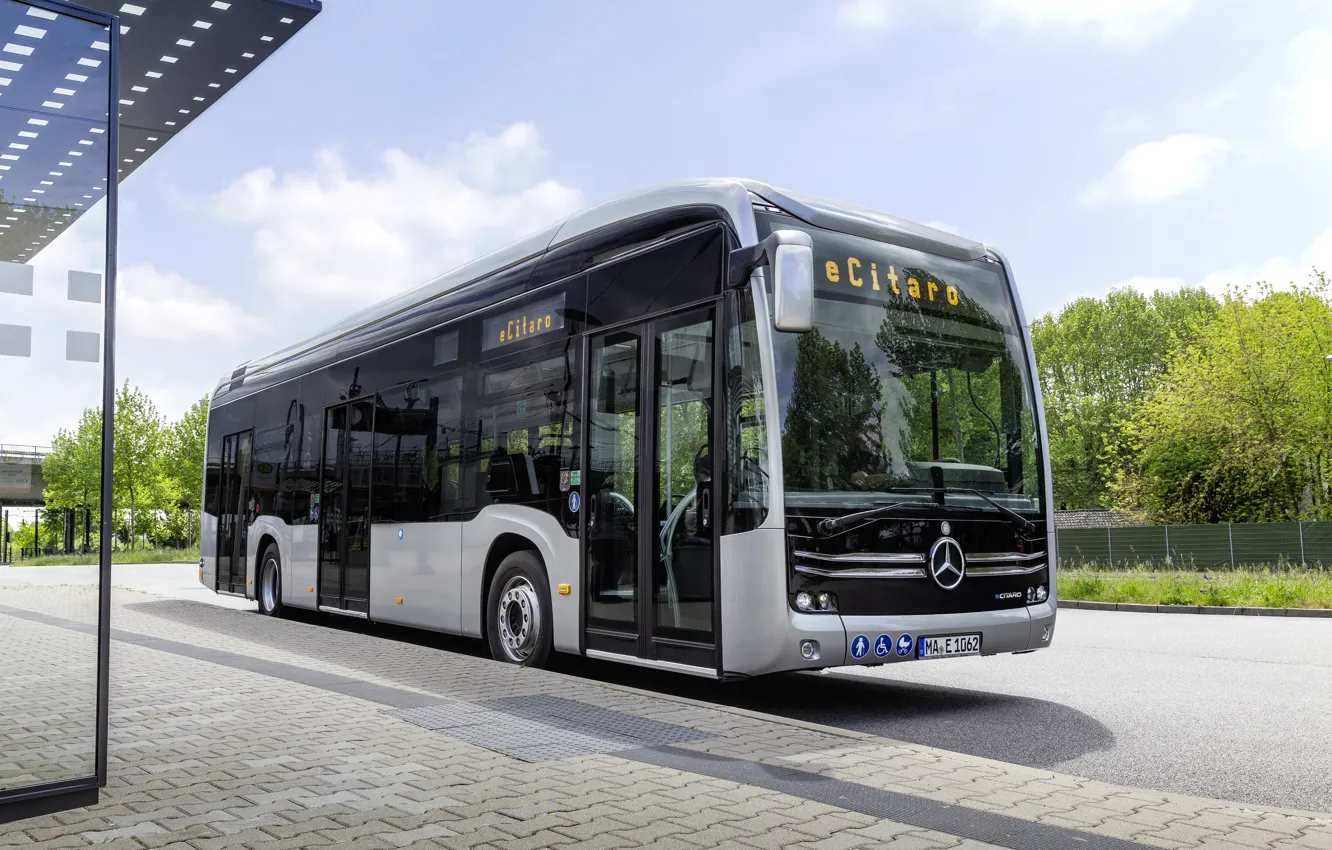 Photo wallpaper bus, electric vehicle, mercedes-benz e-citaro