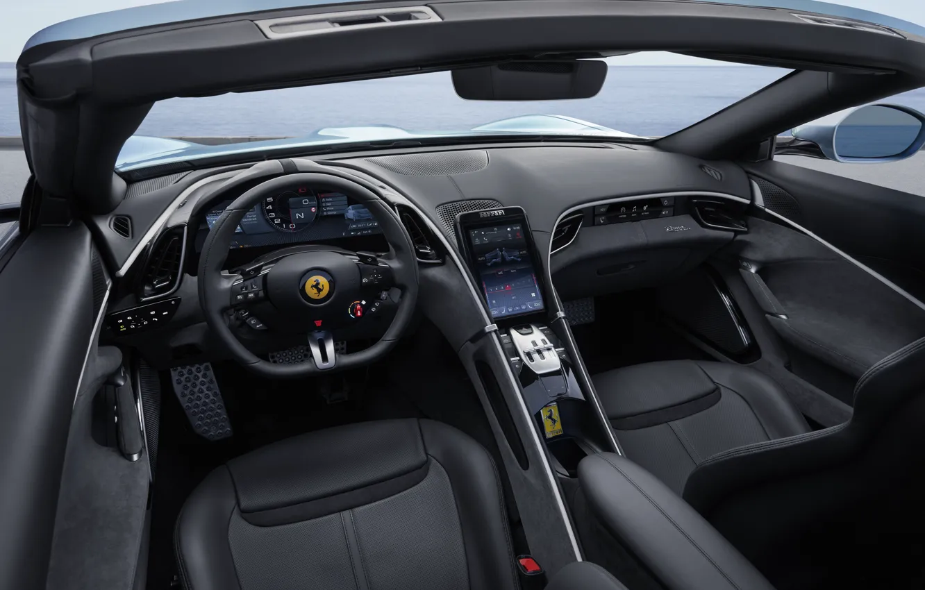 Photo wallpaper Ferrari, luxury, Roma, car interior, Ferrari Roma Spider