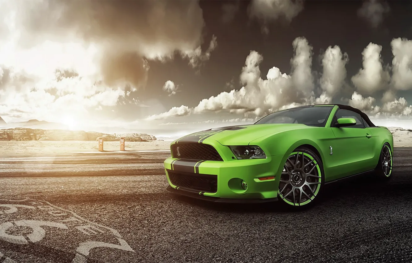Photo wallpaper green, Mustang, Ford, Shelby, GT500, Mustang, green, before