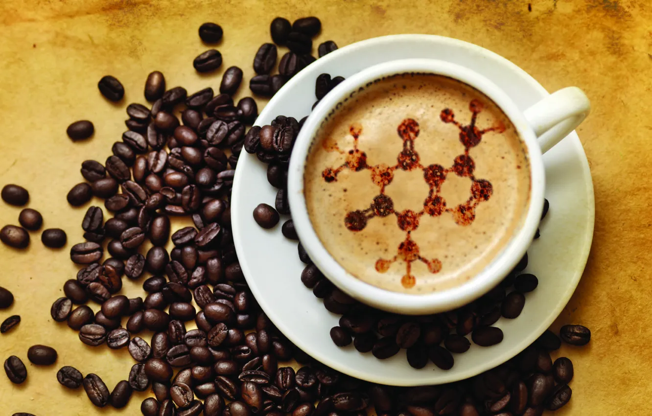 Photo wallpaper coffee, grain, Cup