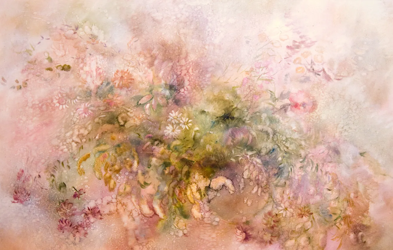 Photo wallpaper flowers, chamomile, pink background, pink, Still life, Sfumato, gift painting, Petrenko Svetlana