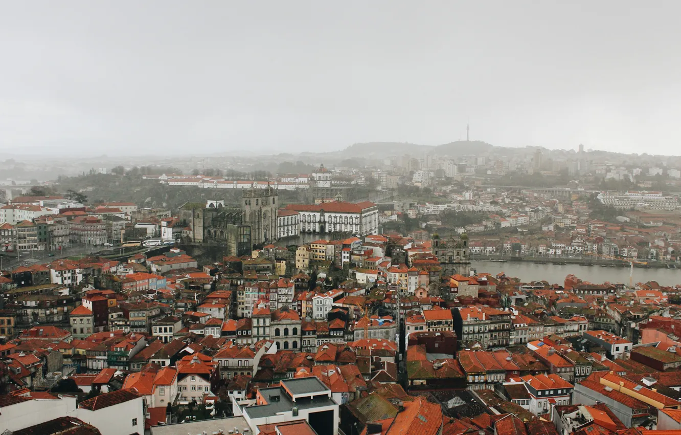 Photo wallpaper fog, Portugal, Porto, rainy