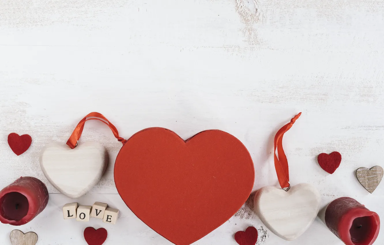 Photo wallpaper letters, background, holiday, box, hearts, Valentine's day