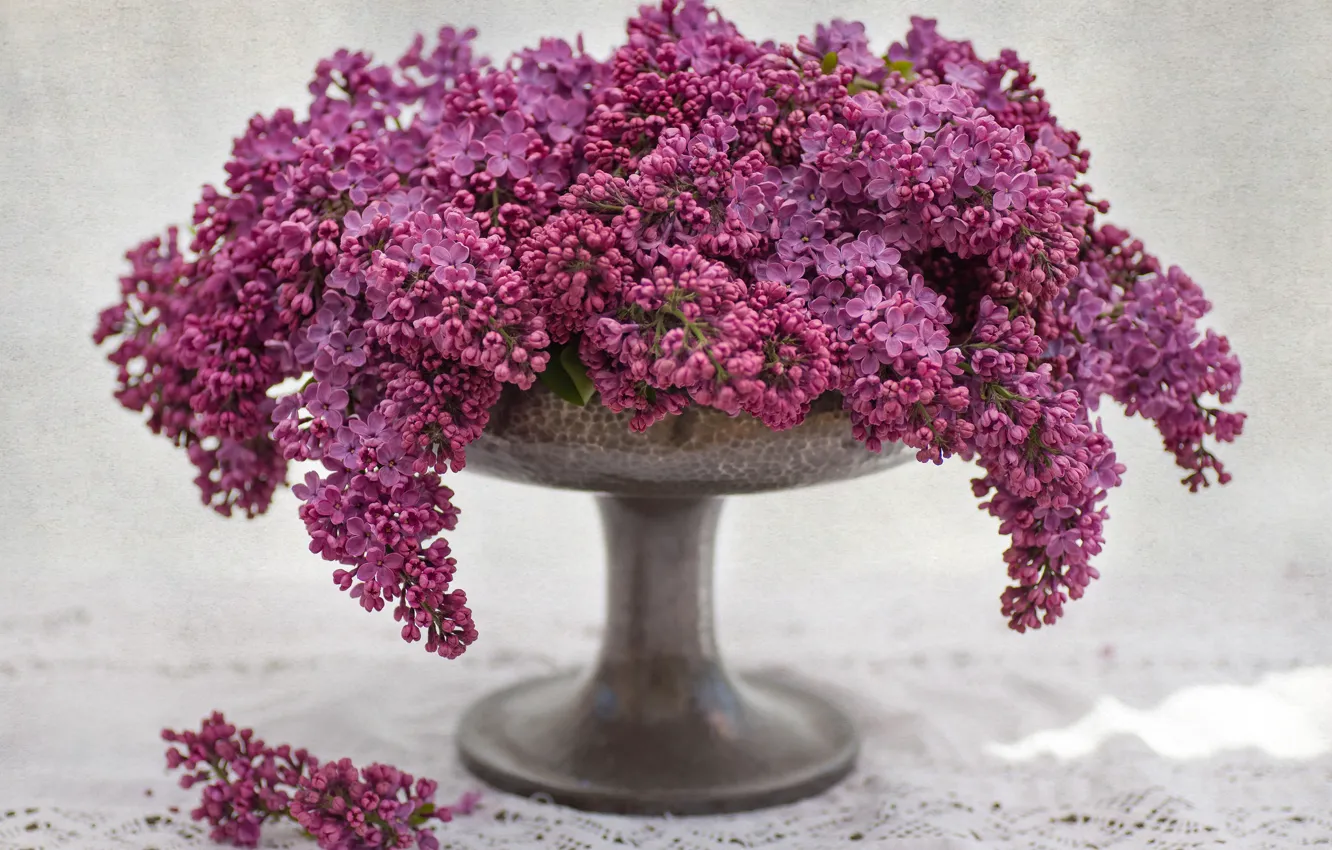 Photo wallpaper vase, lilac, bunches
