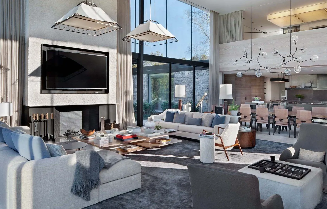 Photo wallpaper design, style, Villa, interior, kitchen, USA, USA, living room