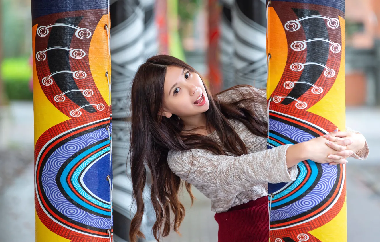 Photo wallpaper girl, pose, Asian