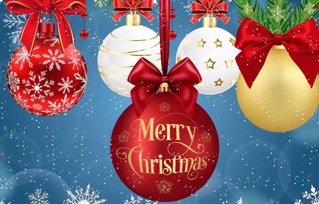 Photo wallpaper Graphics, Christmas, Bombki