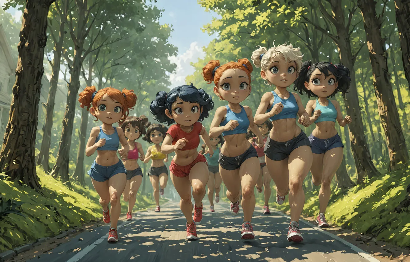 Photo wallpaper Park, sport, running, girl