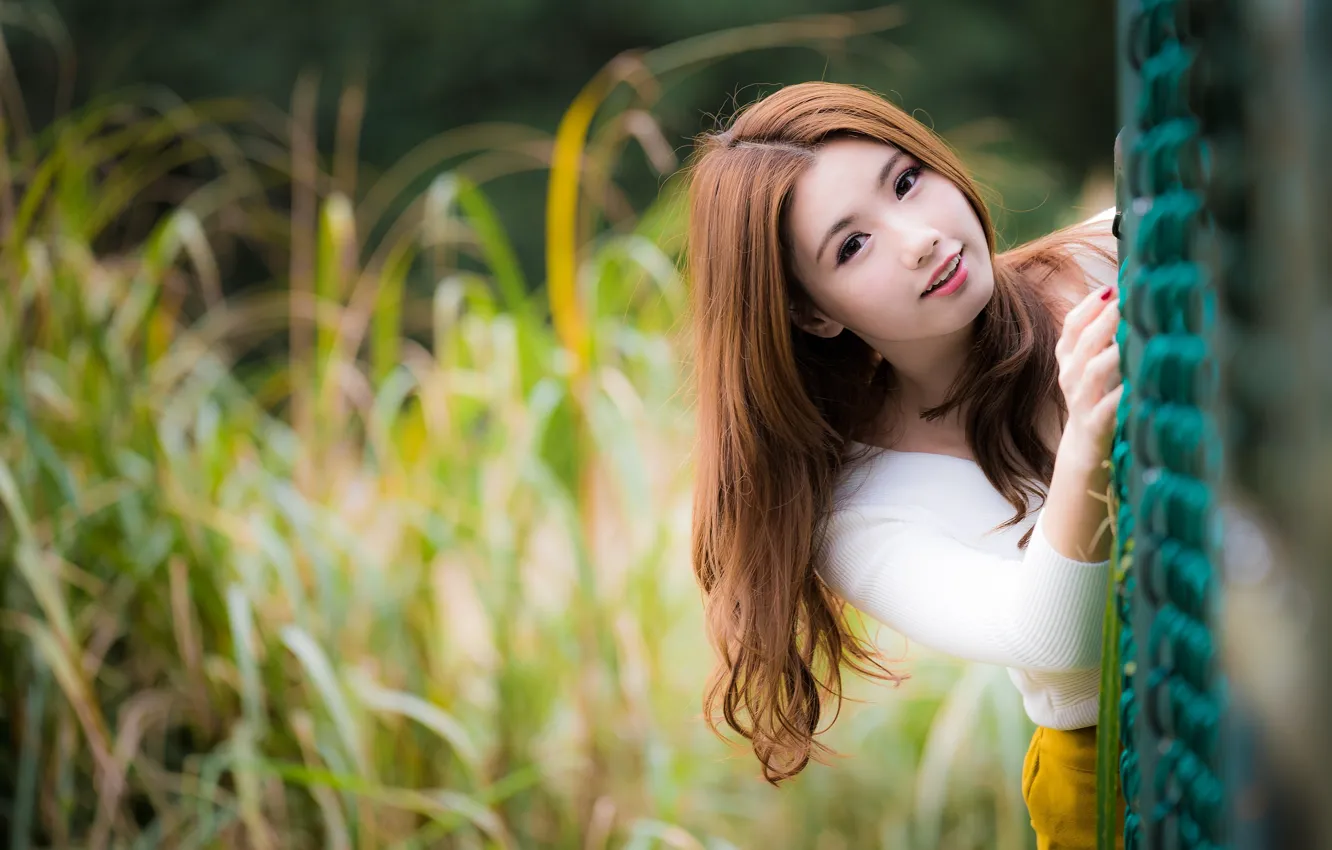 Photo wallpaper girl, Asian, cutie, bokeh