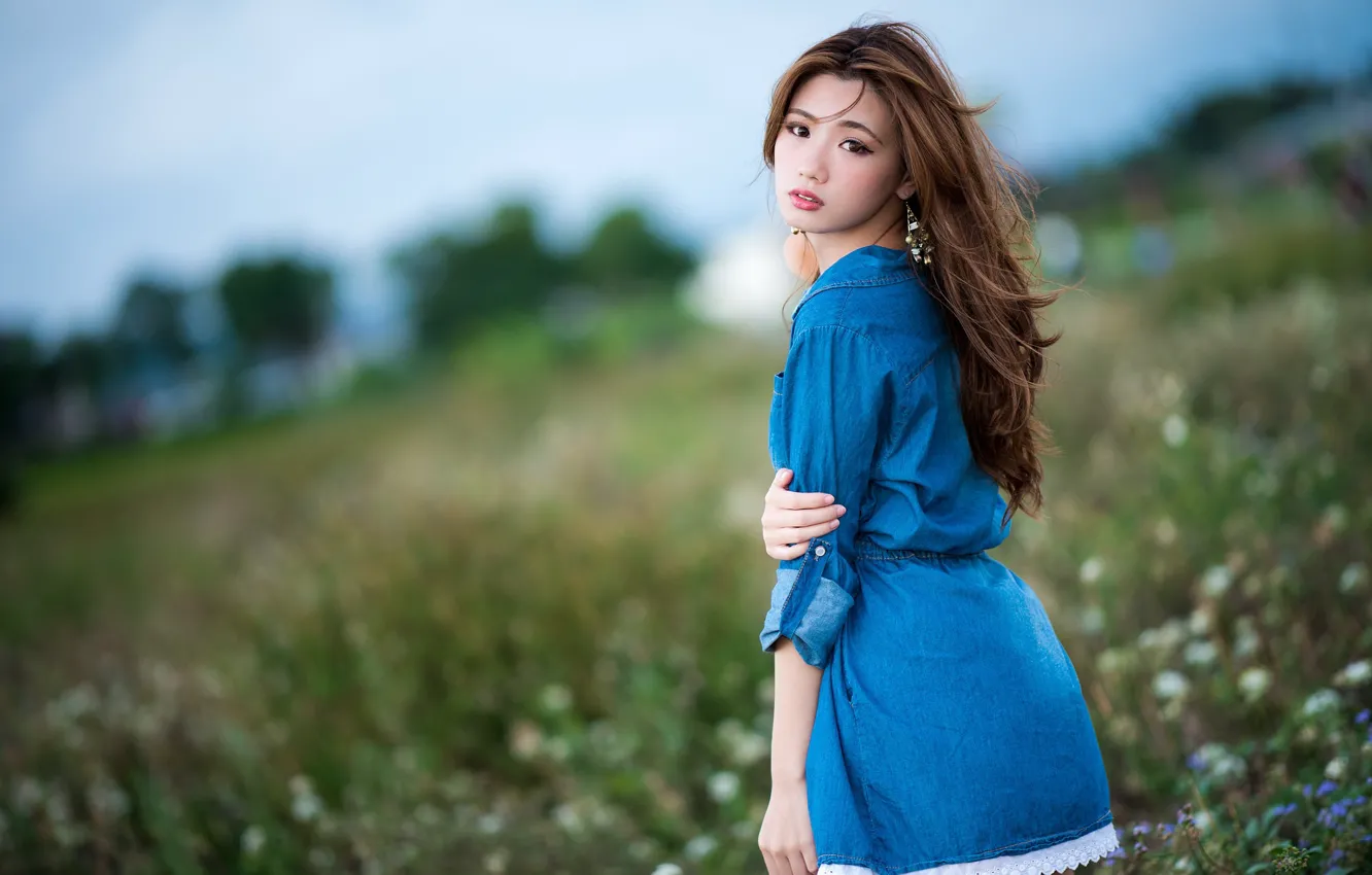 Photo wallpaper girl, nature, Asian