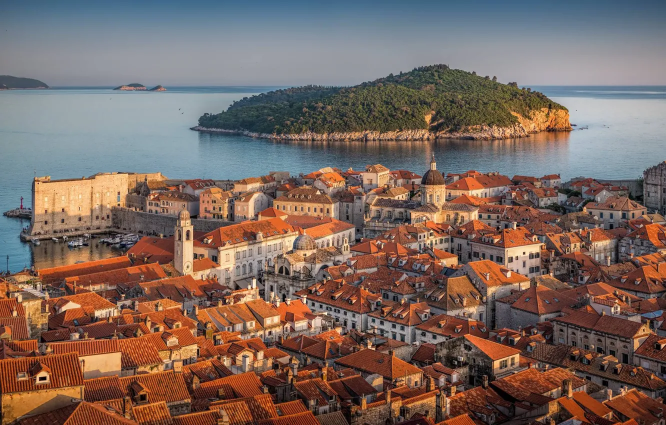 Photo wallpaper sea, island, home, Croatia, Dubrovnik