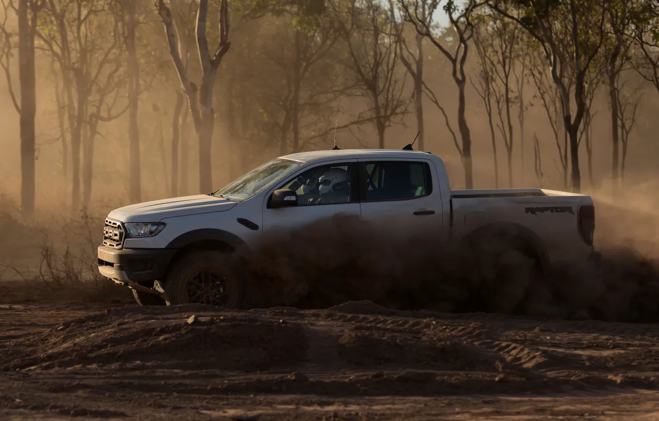 Wallpaper white, trees, Ford, dust, Raptor, pickup, 2018, Ranger for ...