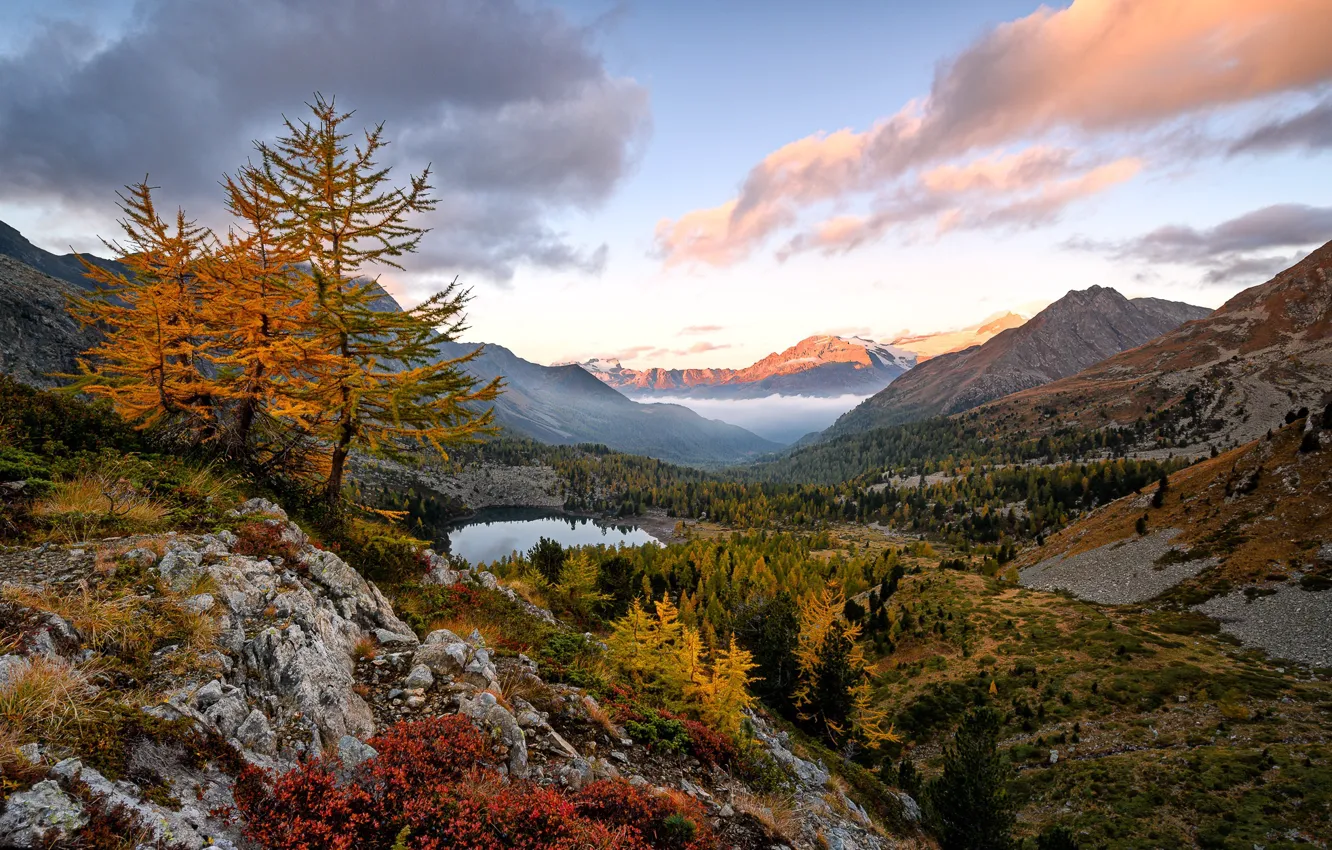 Photo wallpaper autumn, mountains, nature