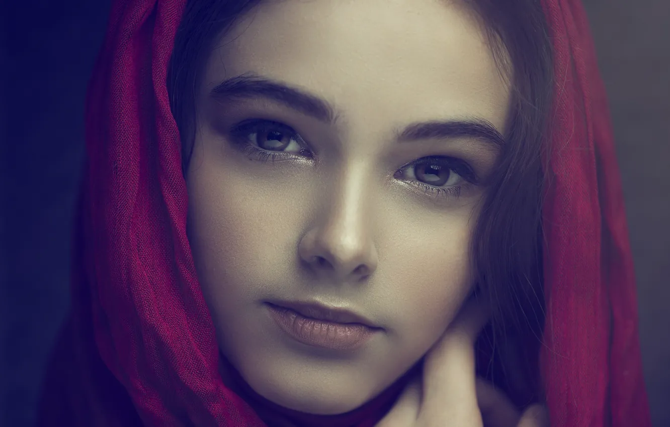 Photo wallpaper face, portrait, shawl