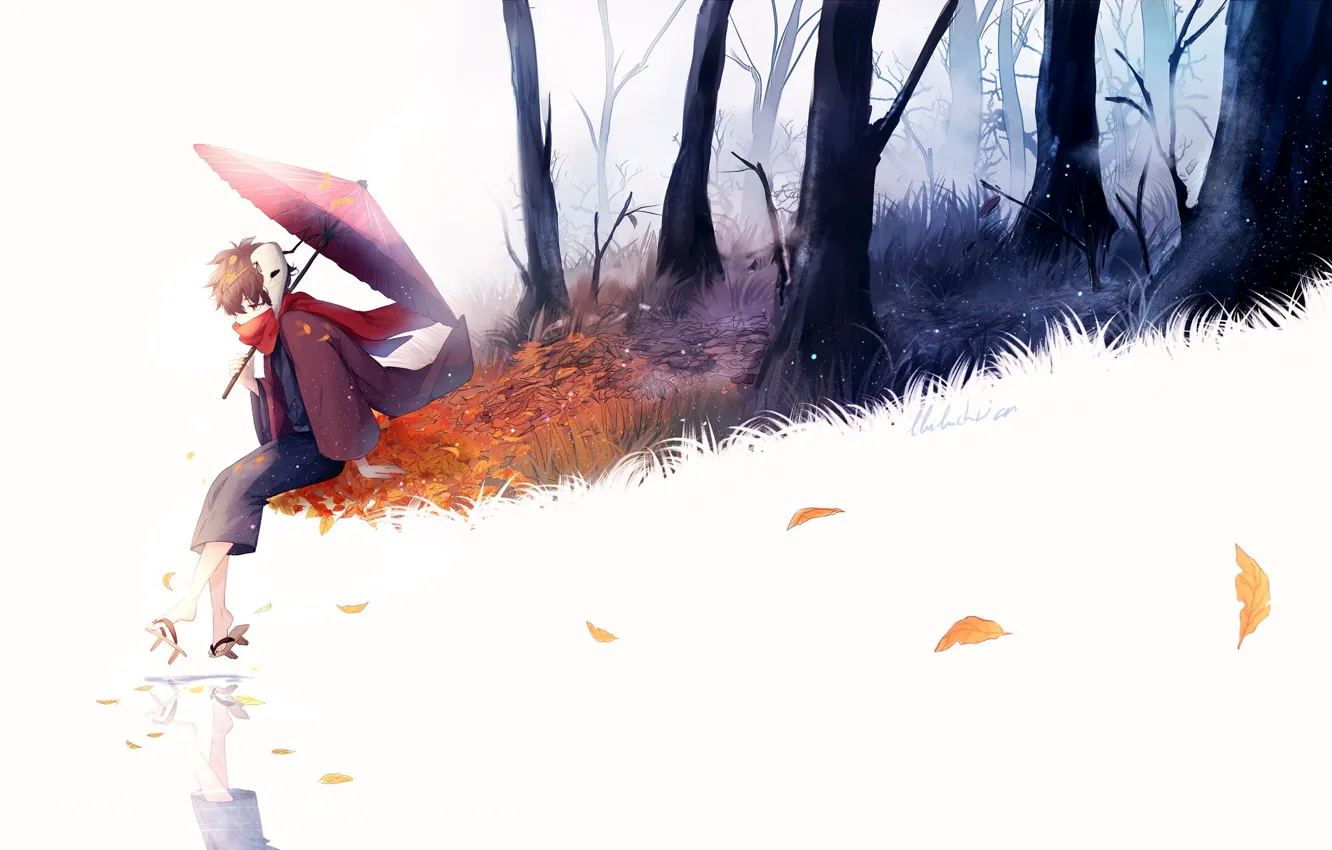 Photo wallpaper umbrella, anime, art, lluluchwan, malcie
