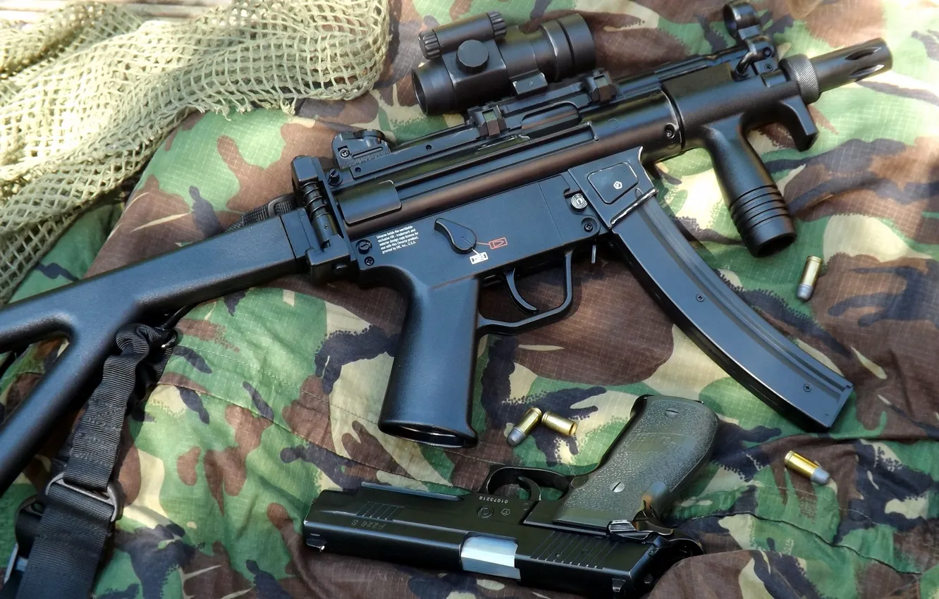 Photo wallpaper gun, camouflage, the gun, MP5K, SIG Sauer