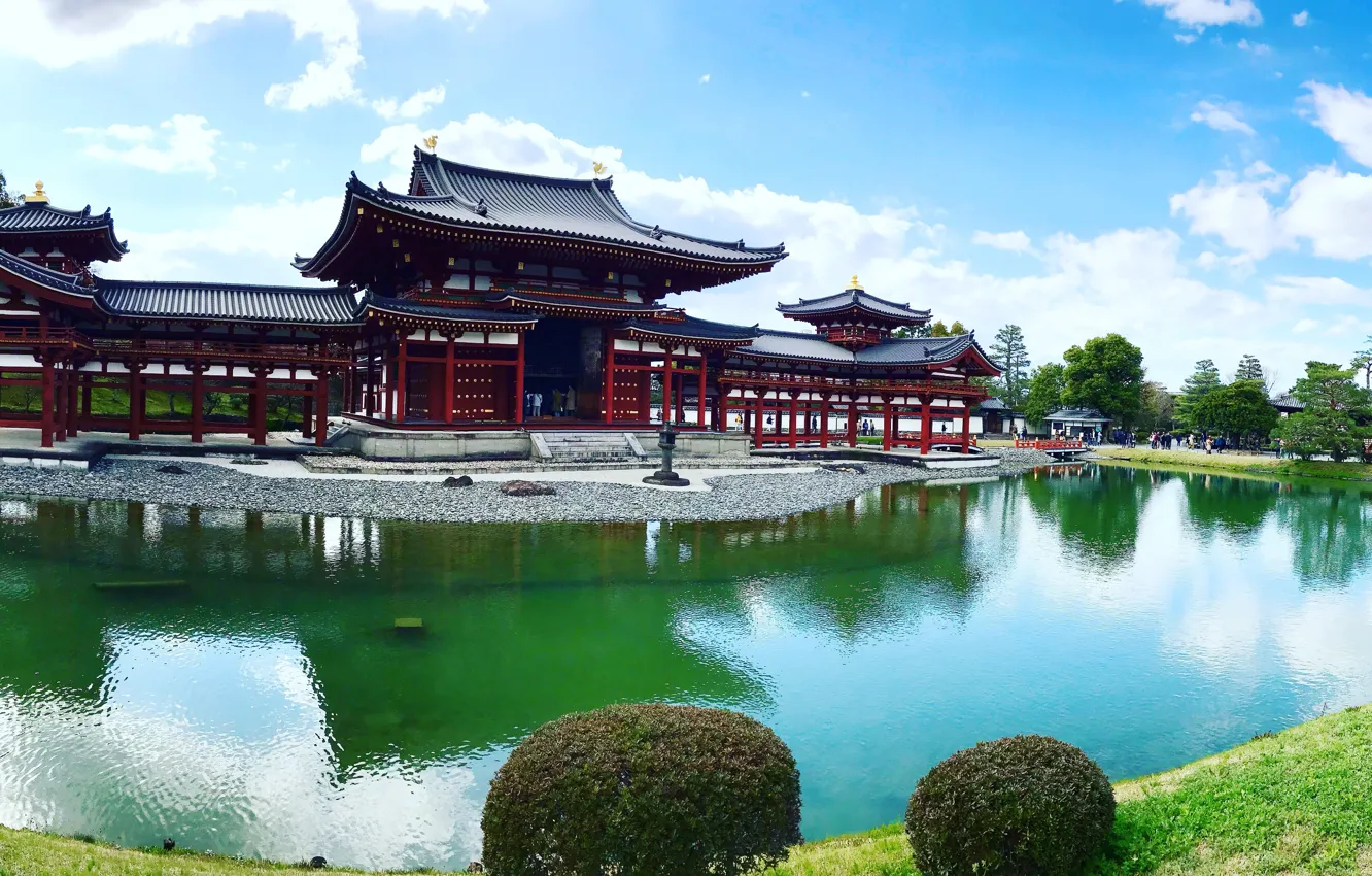 Photo wallpaper pond, Park, Japan, temple, Japan, Uji, Uji, The byodo-in temple