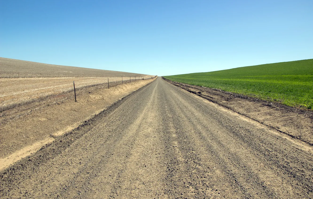 Photo wallpaper road, field, the sky