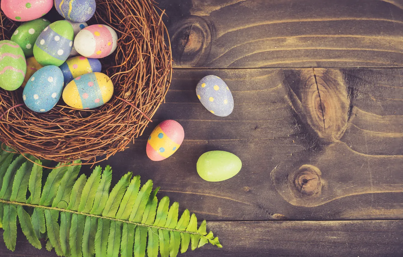 Photo wallpaper sheet, eggs, Easter, socket, Holiday, fern