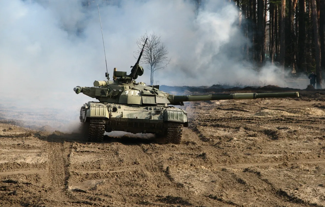 Photo wallpaper forest, tank, Russia
