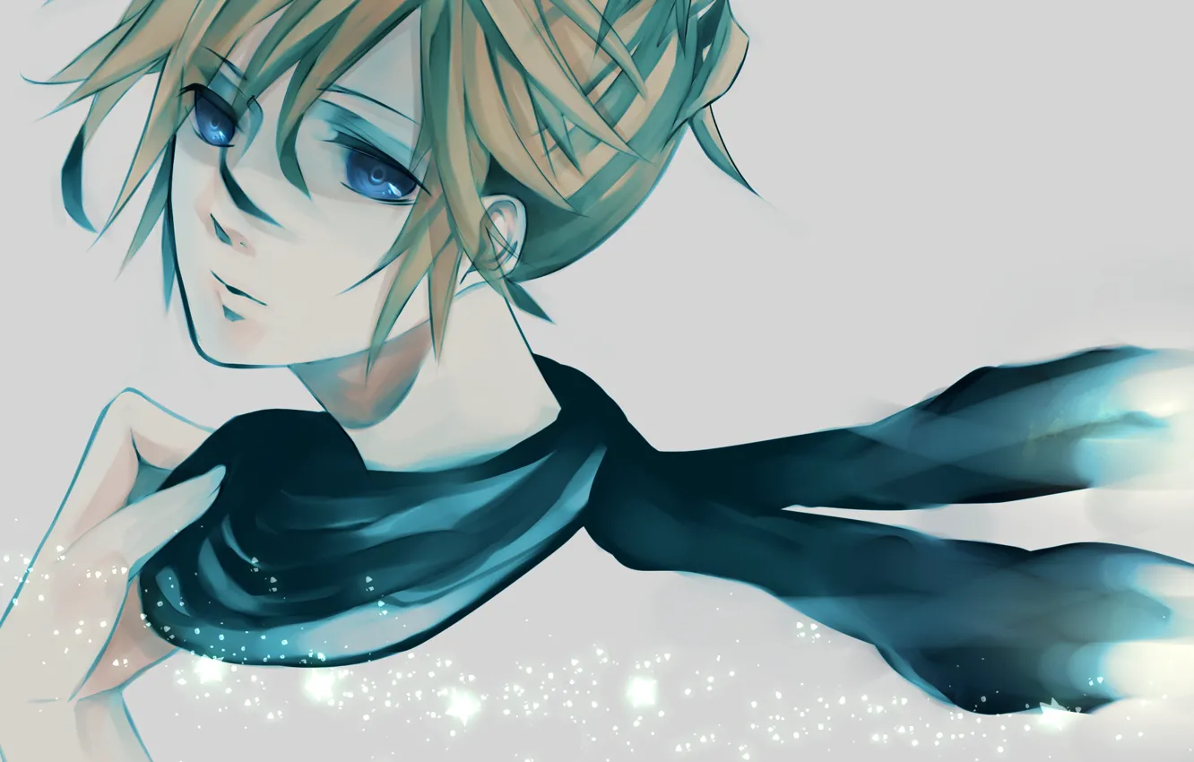 Photo wallpaper look, anime, scarf, art, guy, vocaloid, Vocaloid, Kagamine Len
