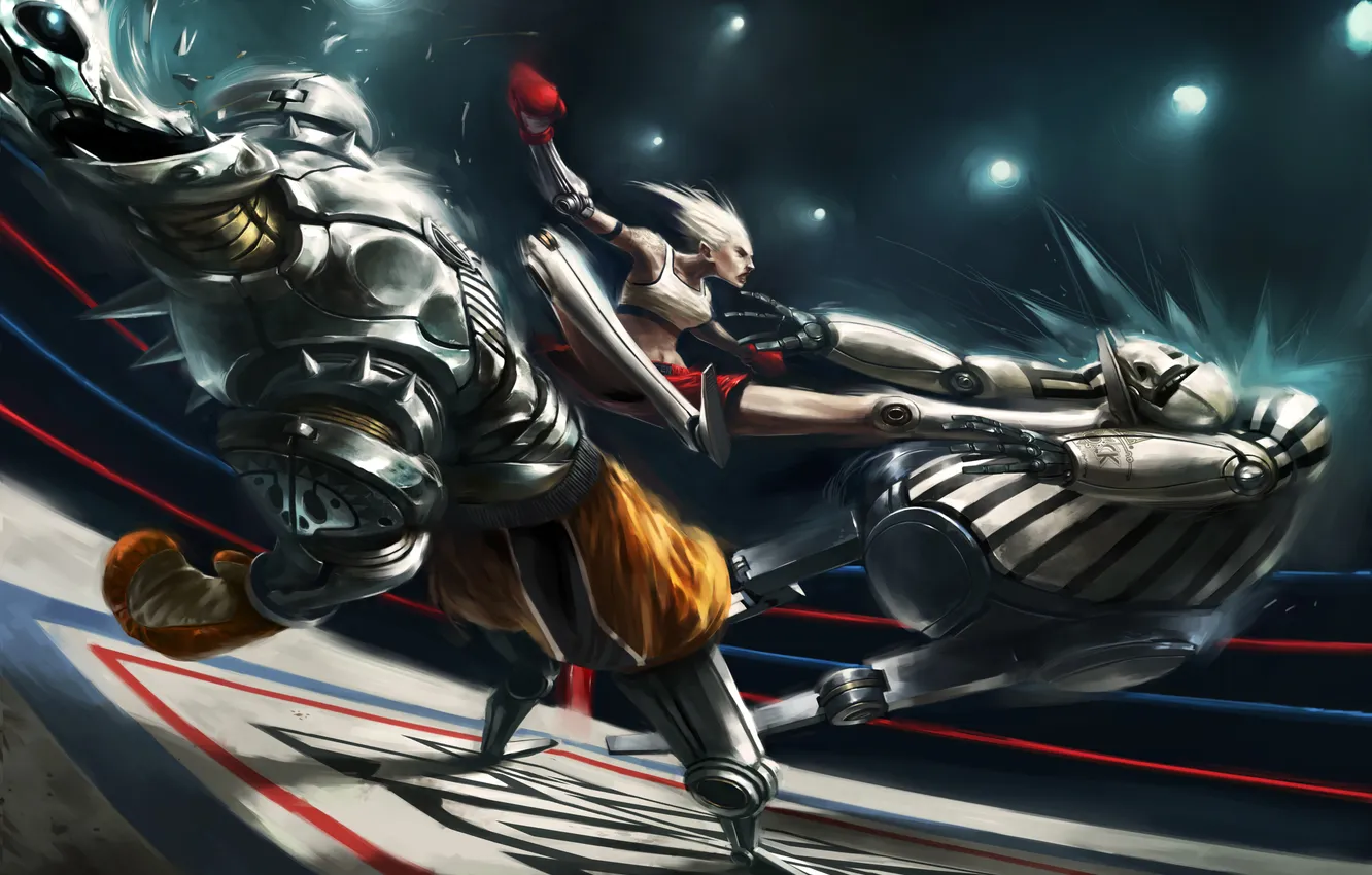 Photo wallpaper battle, blow, the ring, Iron Arena