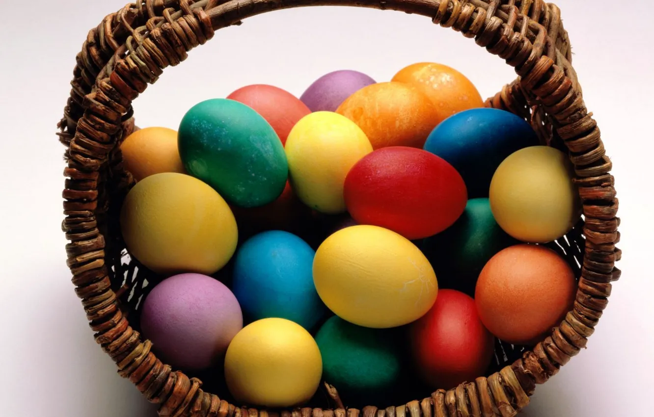 Photo wallpaper basket, Easter, eggs dyed