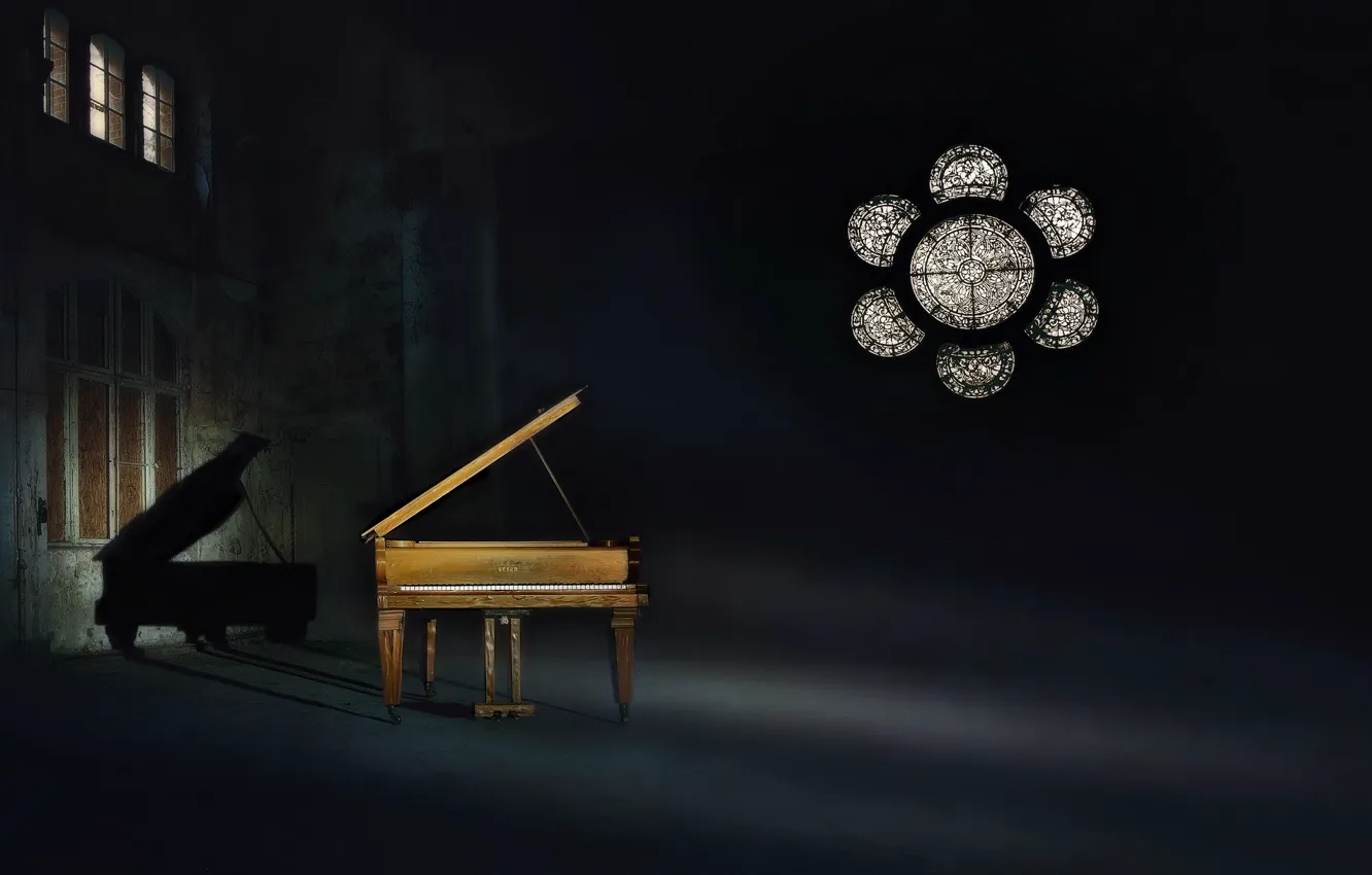 Photo wallpaper light, music, shadow, piano