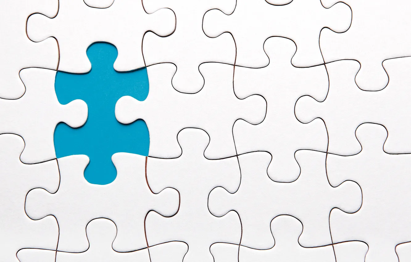 Photo wallpaper white, blue, puzzle, pieces