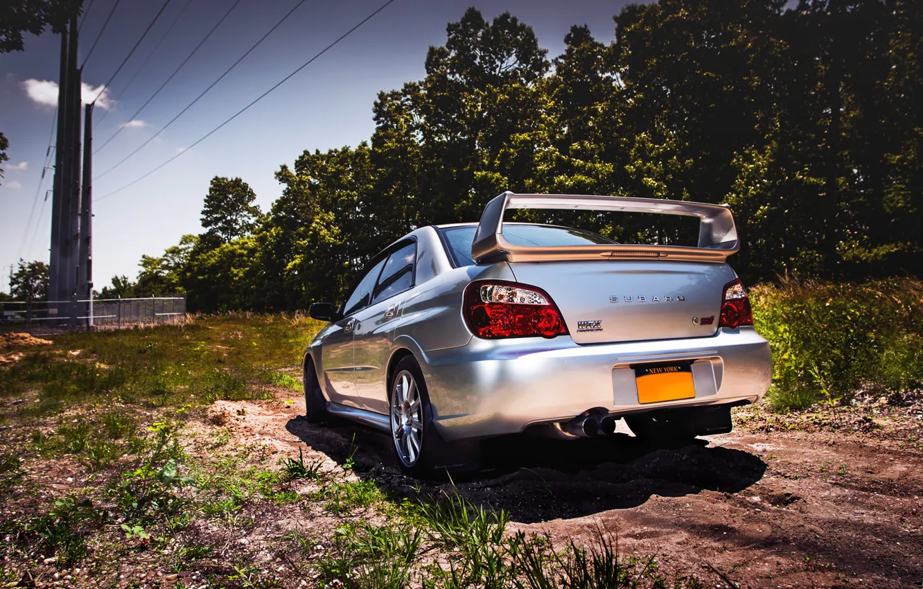 Photo wallpaper Subaru, back, silver, wrx, impreza, Subaru, sti, Impreza