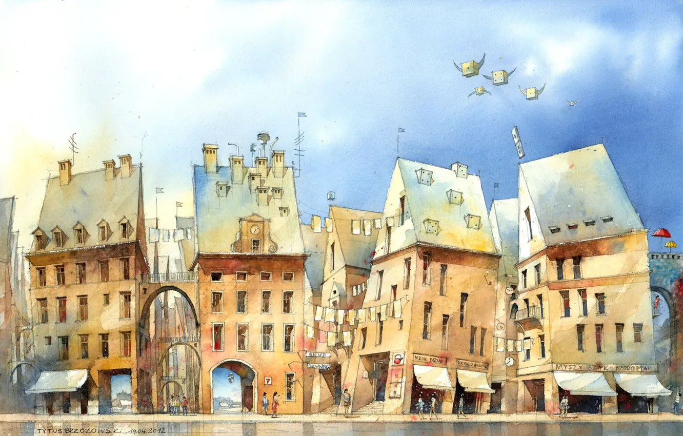 Photo wallpaper flight, figure, people, building, home, art, arch, Tytus Brzozowski