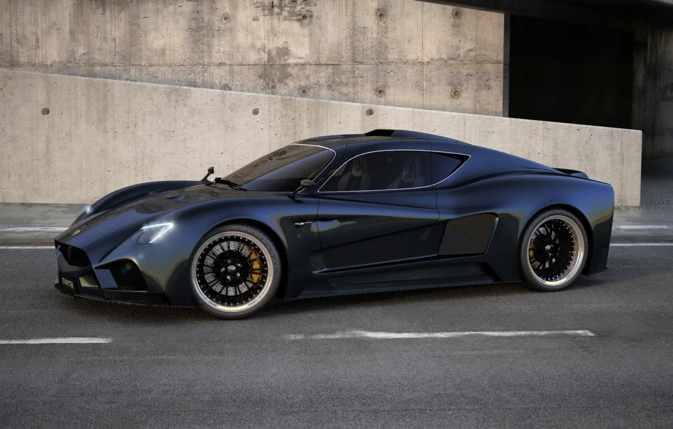 Photo wallpaper black, supercar, sports car, car, mantra, F&M Evantra