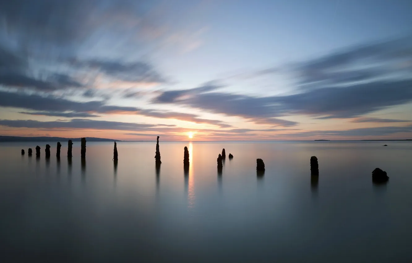 Photo wallpaper sea, landscape, sunset