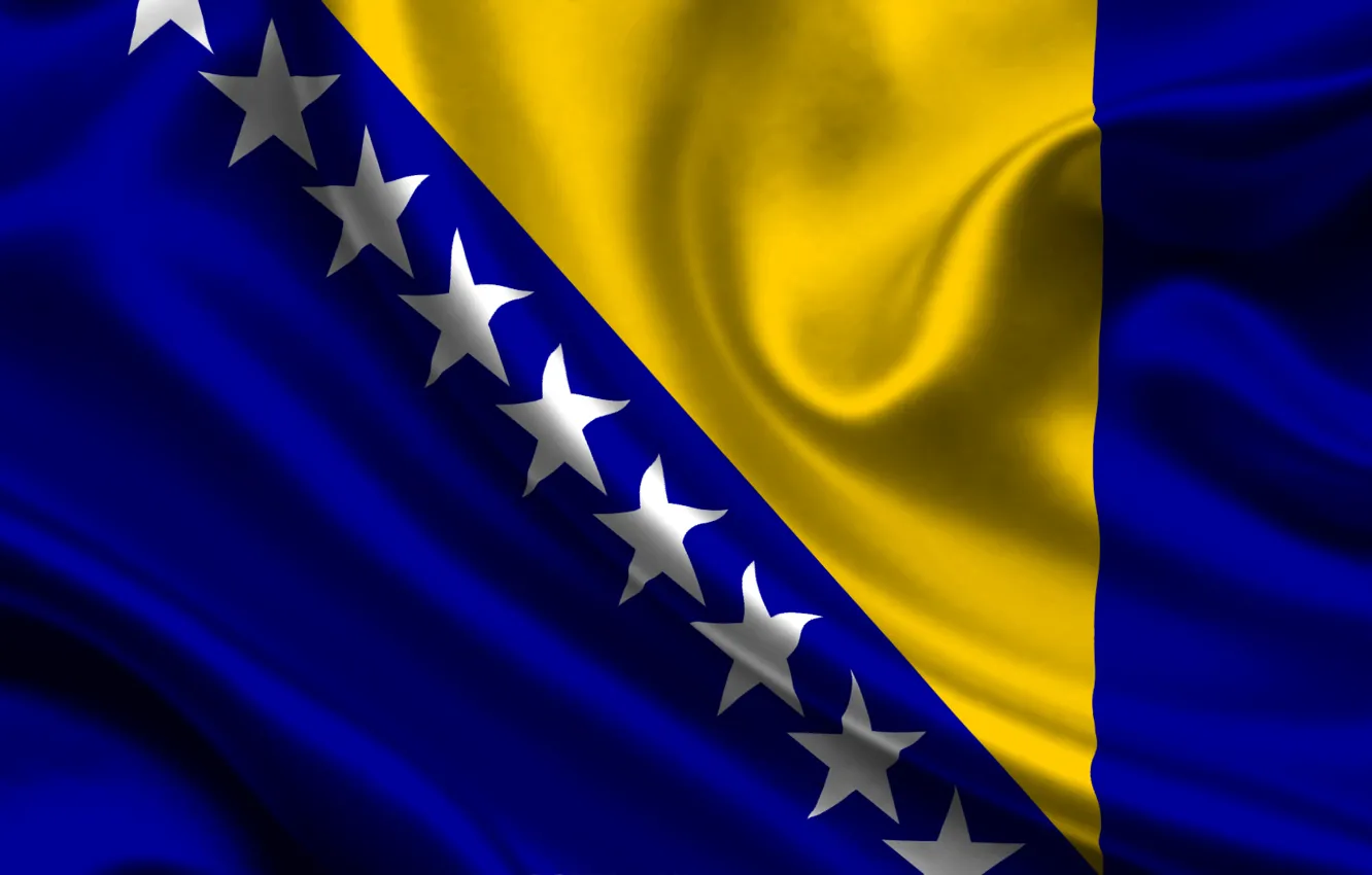 Photo wallpaper Blue, Flag, Texture, Yellow, Stars, Bosnia and Herzegovina, Bosnia, Bosnia