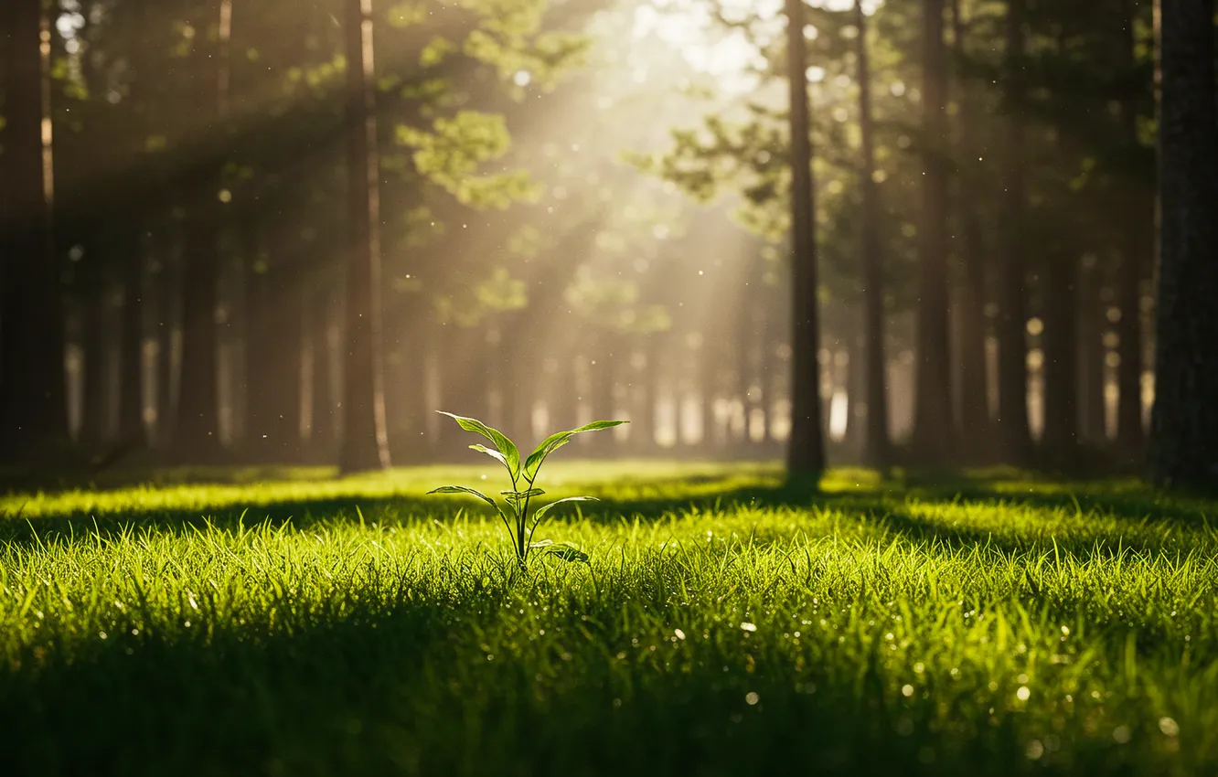 Photo wallpaper forest, summer, glade, Rostock