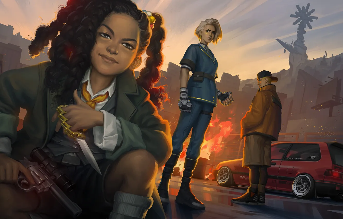 Photo wallpaper girl, Honda, art, boy, Revelation, Civic, Type R, Dylan Choonhachat