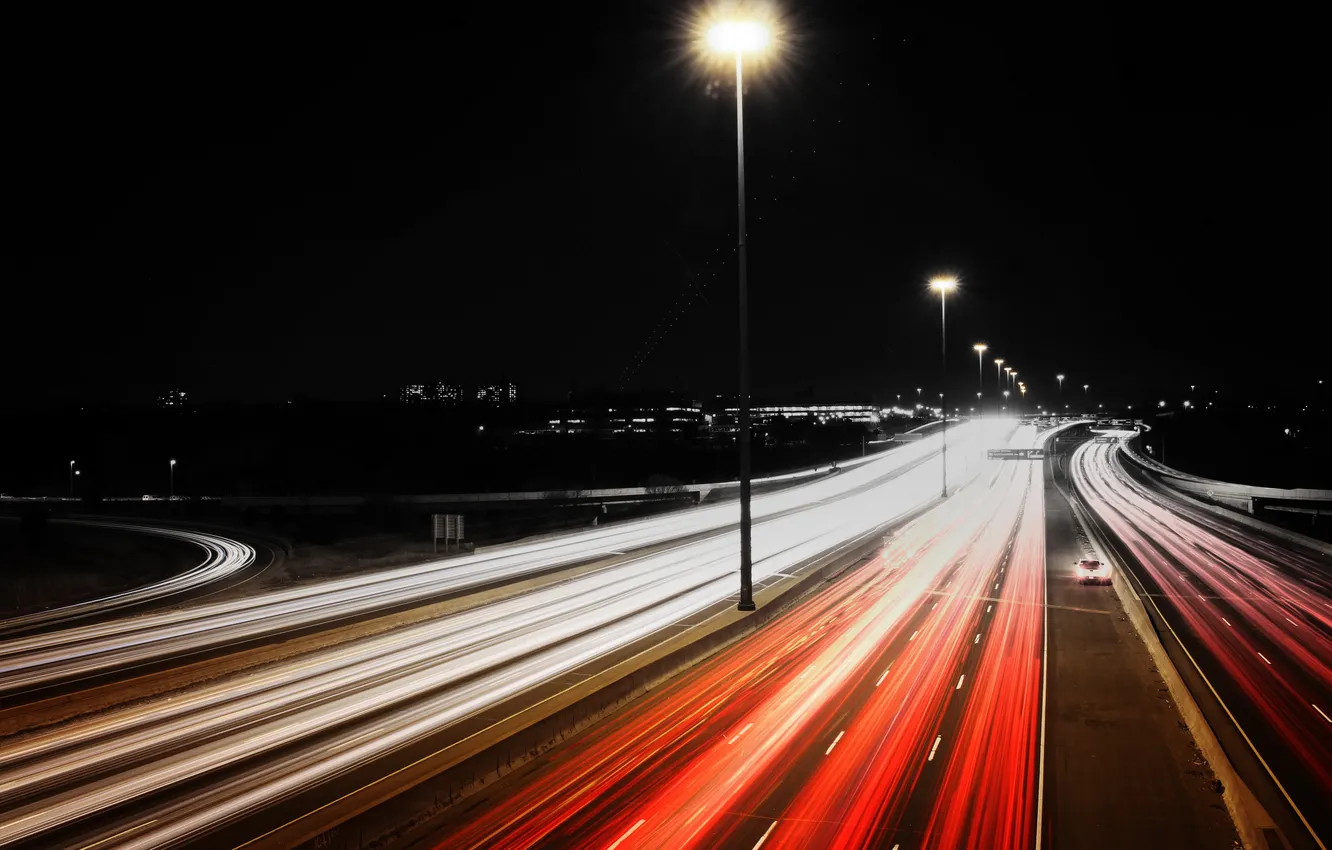 Photo wallpaper night, the city, lights, street