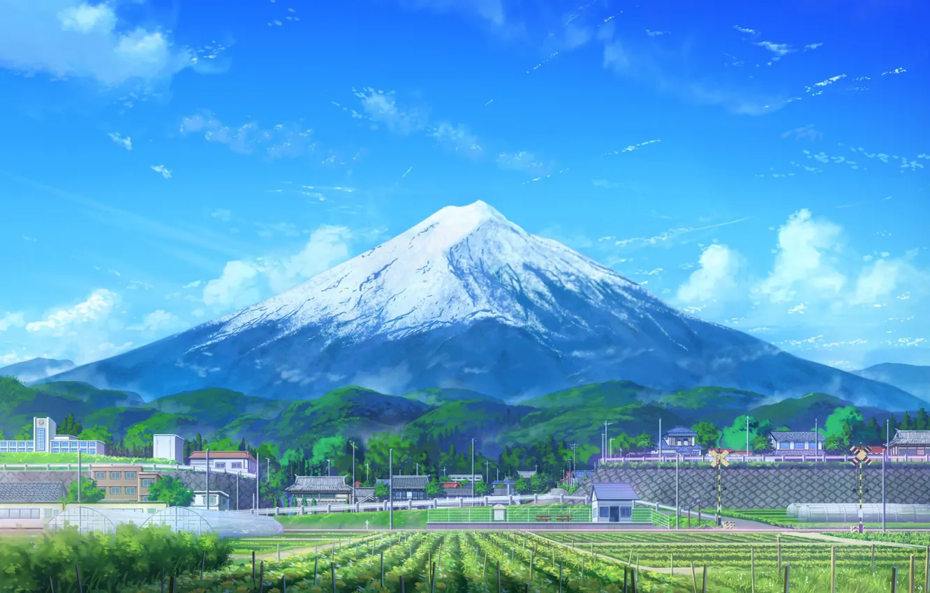 Photo wallpaper Japan, Mountain, The volcano, Style, Fuji, Day, Japan, Landscape